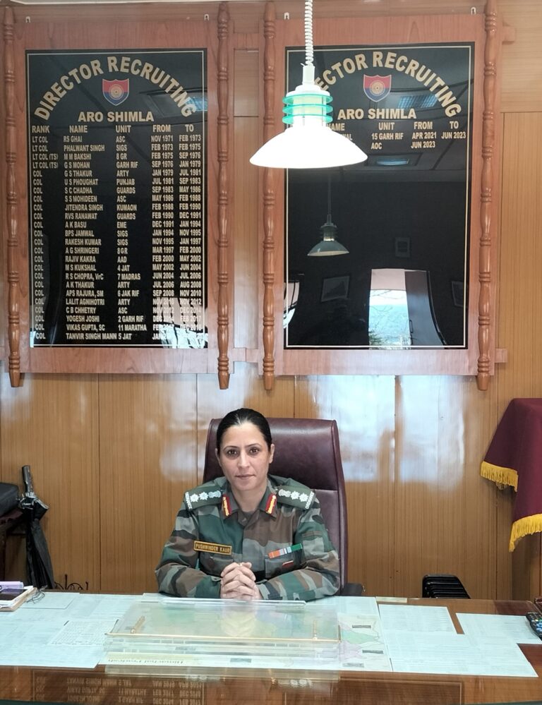 अग्निपथ योजना के तहत भर्ती कार्यालय शिमला द्वारा फिजिकल टेस्ट के लिए एडमिट कार्ड जारी-कर्नल पुष्पिंदर कौर