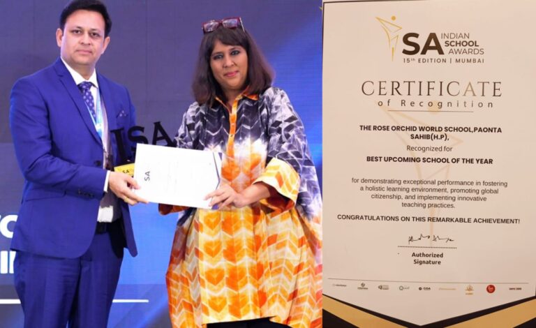 इंडियन स्कूल अवॉर्ड्स में द रोज ऑर्किड वर्ल्ड स्कूल को मिला प्रतिष्ठित “द बेस्ट अपकमिंग स्कूल ऑफ़ द ईयर 2024” अवॉर्ड