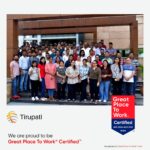 Tirupati Group को तीसरी बार मिला ‘Great Place To Work’ प्रमाणन Tirupati Group को तीसरी बार मिला ‘Great Place To Work’ प्रमाणन